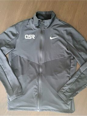 Nike Men's Black Track Jacket Medium Dri-FIT Full Zip Running Training Athletic